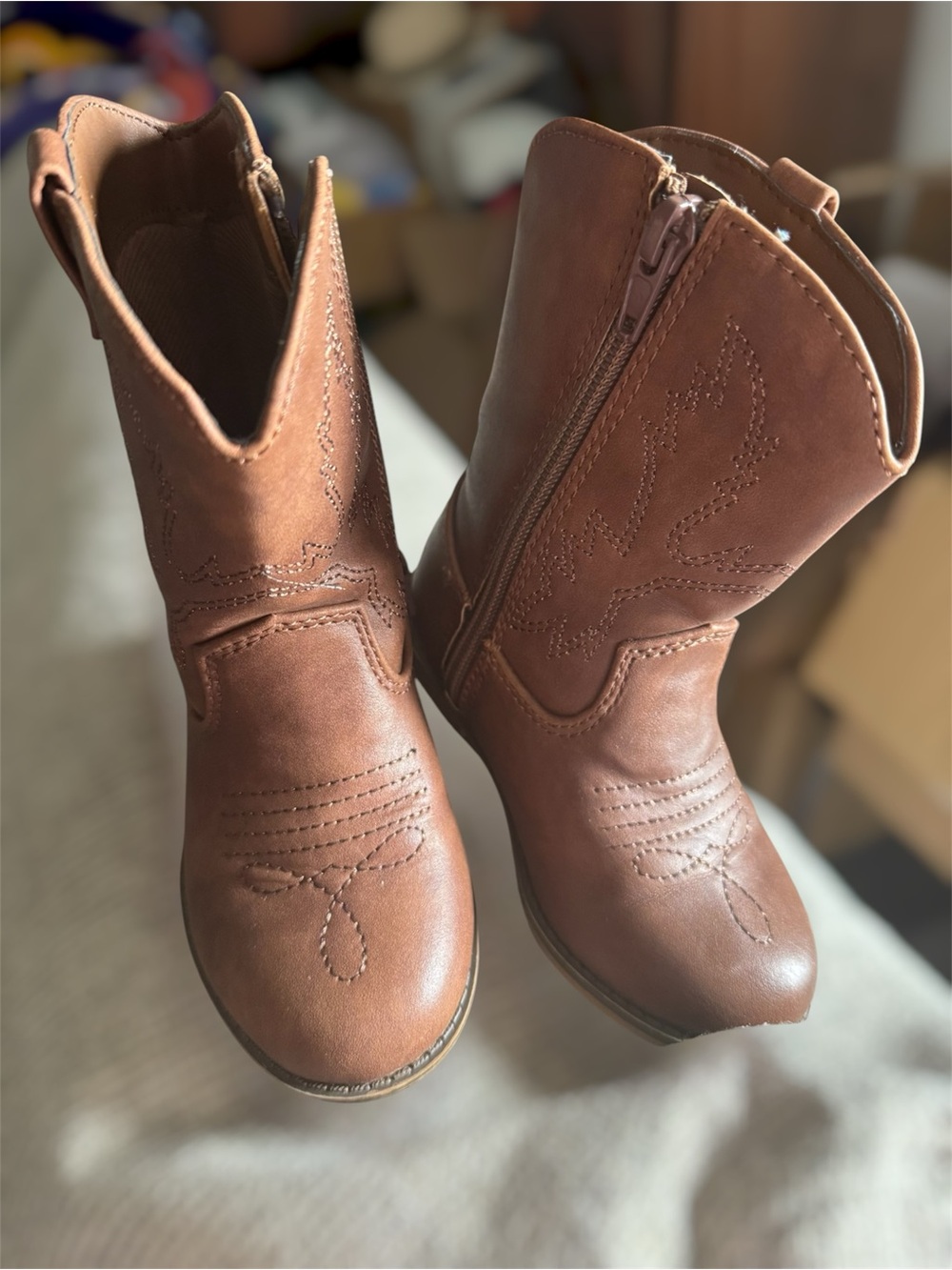 Kids' Brown Western Zip-Up Boots